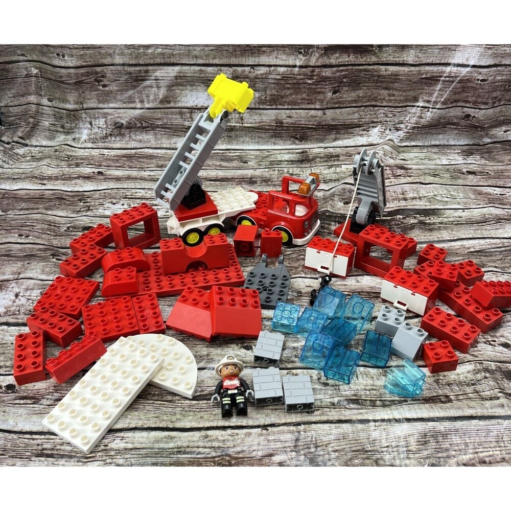 Lot of 50 Lego Duplo Firefighter Lot W/Fire Truck, Ladder, Minifig (2+ Lbs)